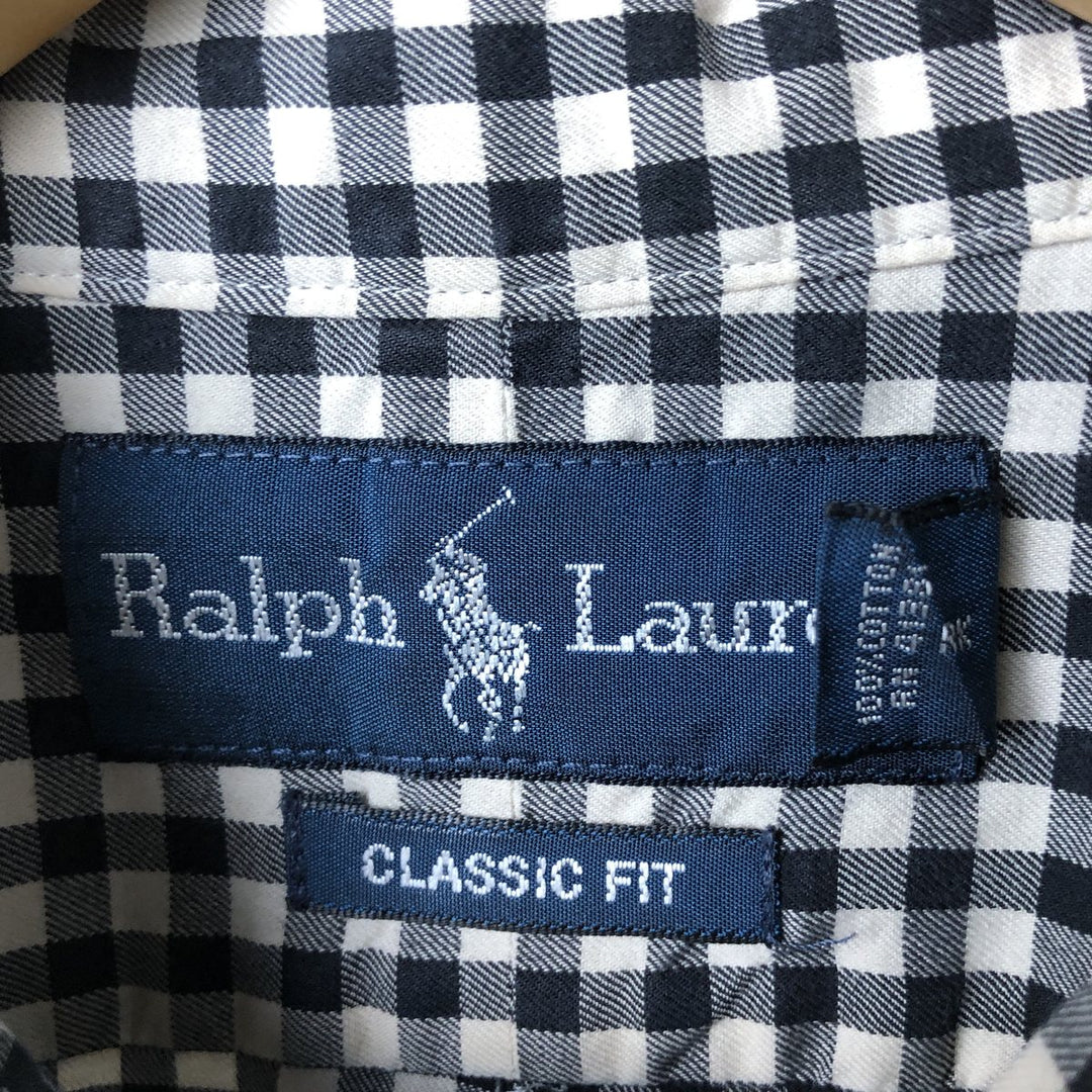 Ralph Lauren Classic Fit Long Sleeve Button Down Check Shirt Men's M cotton black type Vintage Second Hand