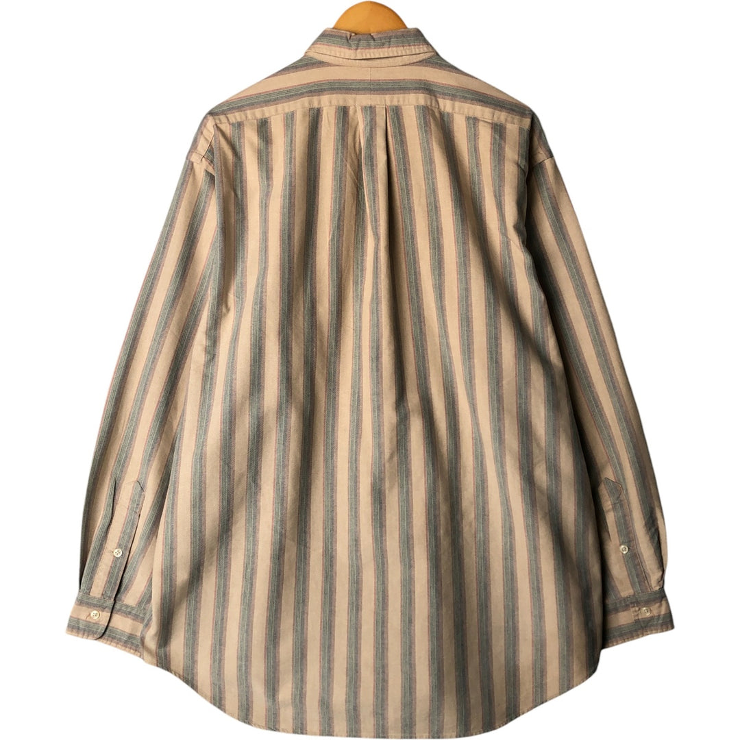 Ralph Lauren Multi-Stripe Long Sleeve Button-Down Striped Shirt, Men's XL cotton Beige type Vintage Second Hand