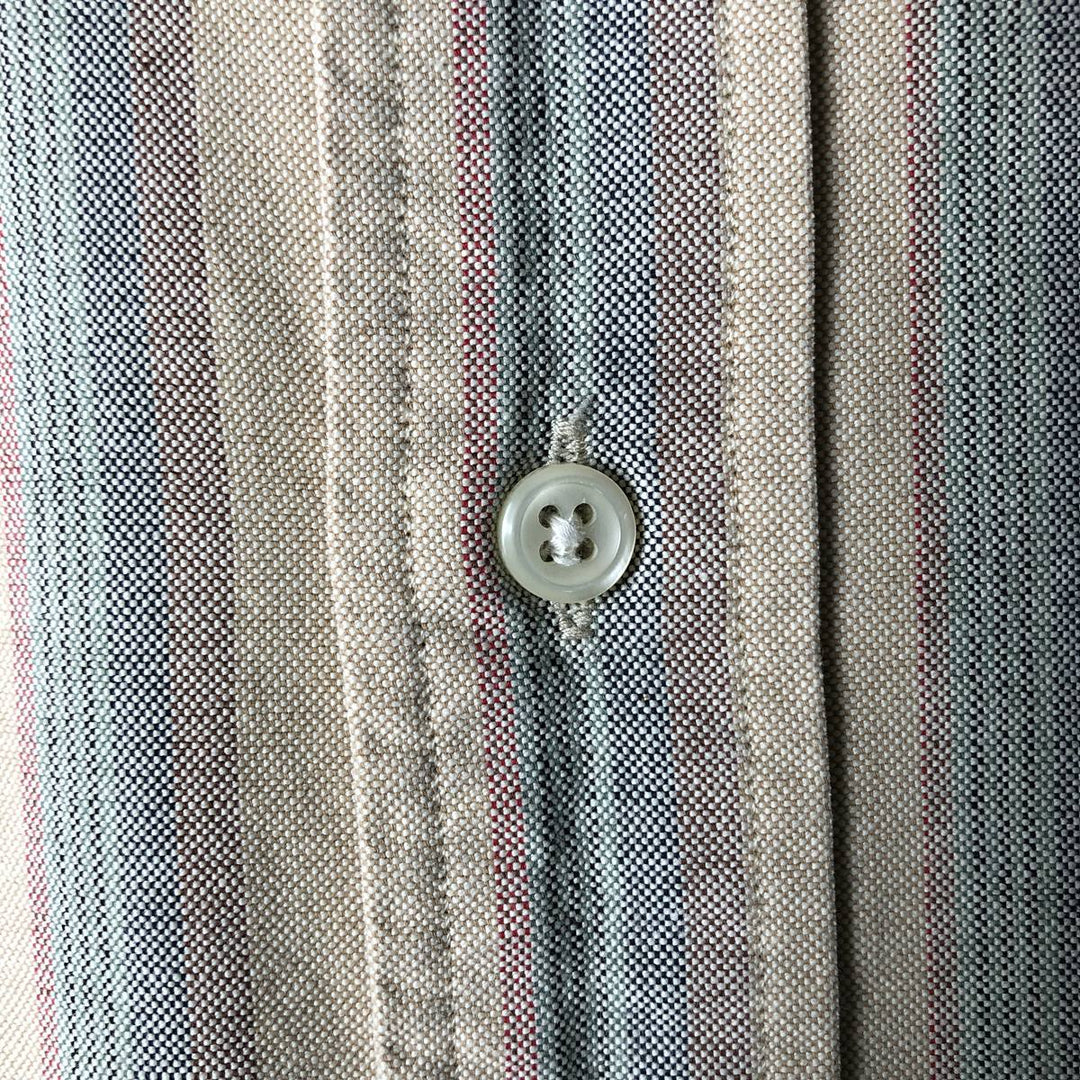 Ralph Lauren Multi-Stripe Long Sleeve Button-Down Striped Shirt, Men's XL cotton Beige type Vintage Second Hand
