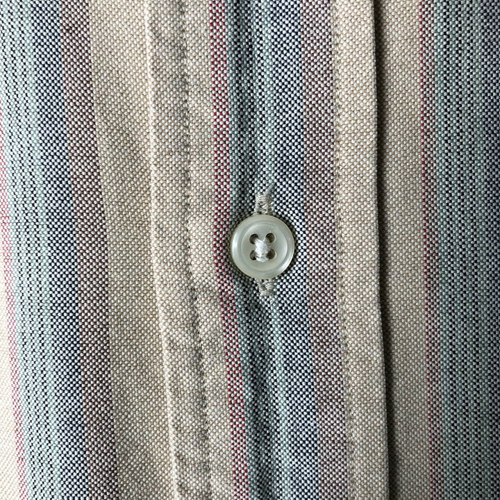 Ralph Lauren Multi-Stripe Long Sleeve Button-Down Striped Shirt, Men's XL cotton Beige type Vintage Second Hand