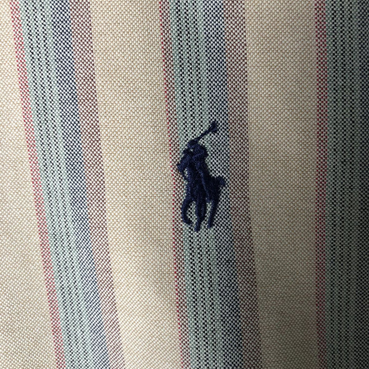 Ralph Lauren Multi-Stripe Long Sleeve Button-Down Striped Shirt, Men's XL cotton Beige type Vintage Second Hand