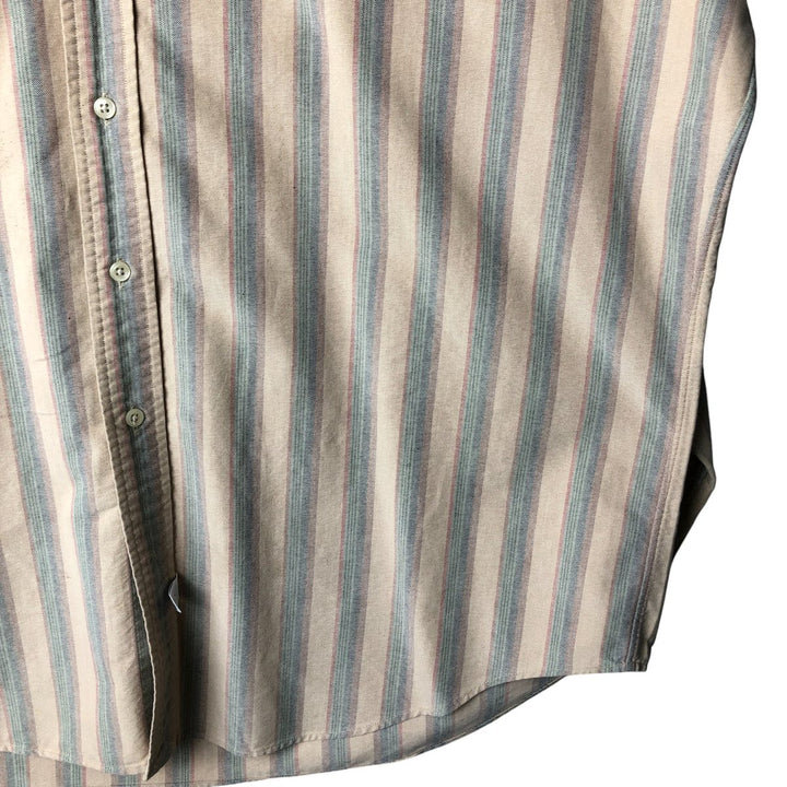 Ralph Lauren Multi-Stripe Long Sleeve Button-Down Striped Shirt, Men's XL cotton Beige type Vintage Second Hand