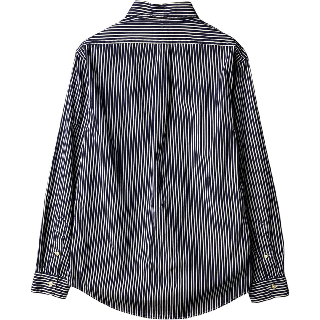 Ralph Lauren CUSTOM FIT long sleeve button down striped shirt men's size M cotton navy blue type Vintage Second Hand