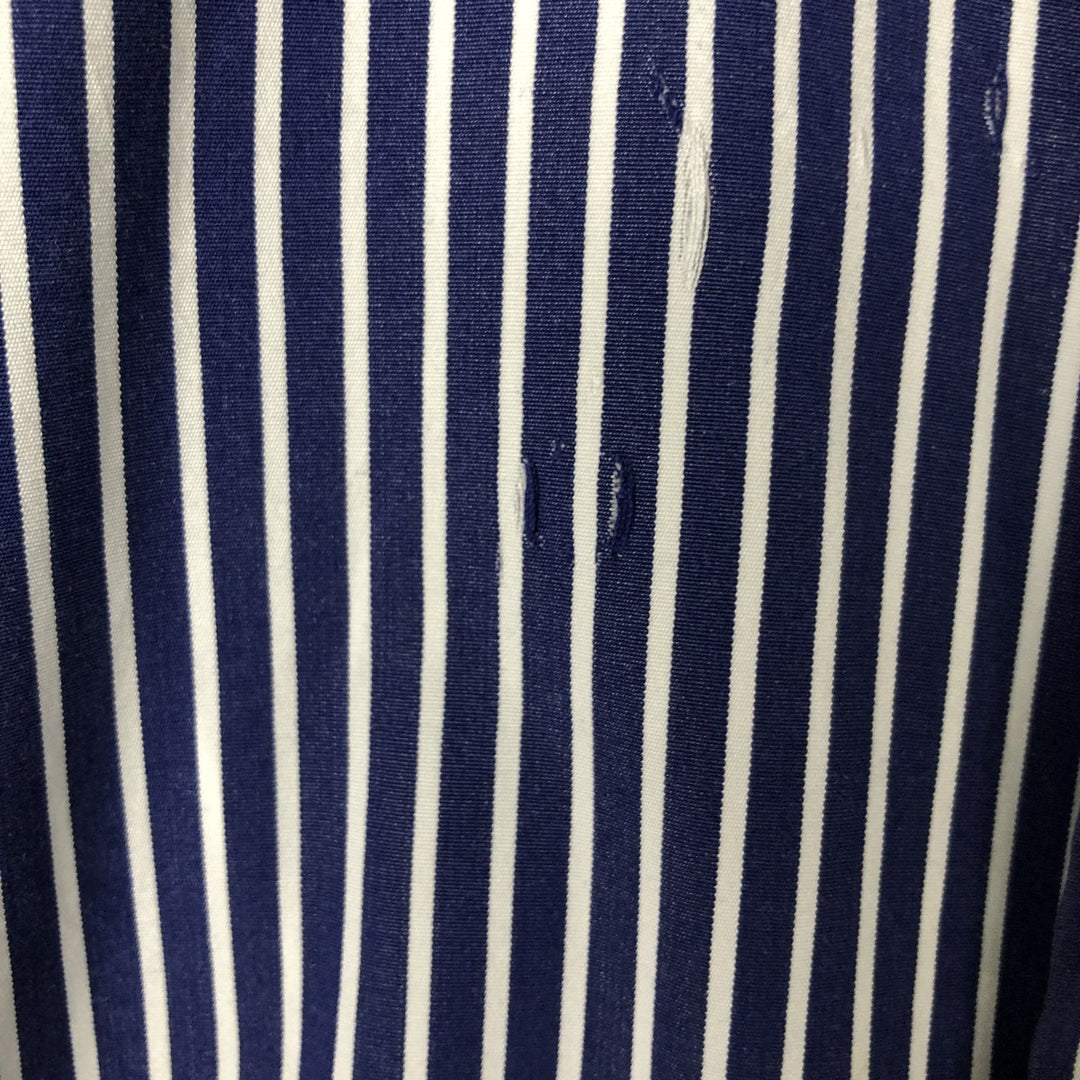 Ralph Lauren CUSTOM FIT long sleeve button down striped shirt men's size M cotton navy blue type Vintage Second Hand