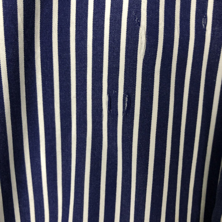 Ralph Lauren CUSTOM FIT long sleeve button down striped shirt men's size M cotton navy blue type Vintage Second Hand