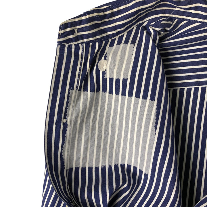 Ralph Lauren CUSTOM FIT long sleeve button down striped shirt men's size M cotton navy blue type Vintage Second Hand