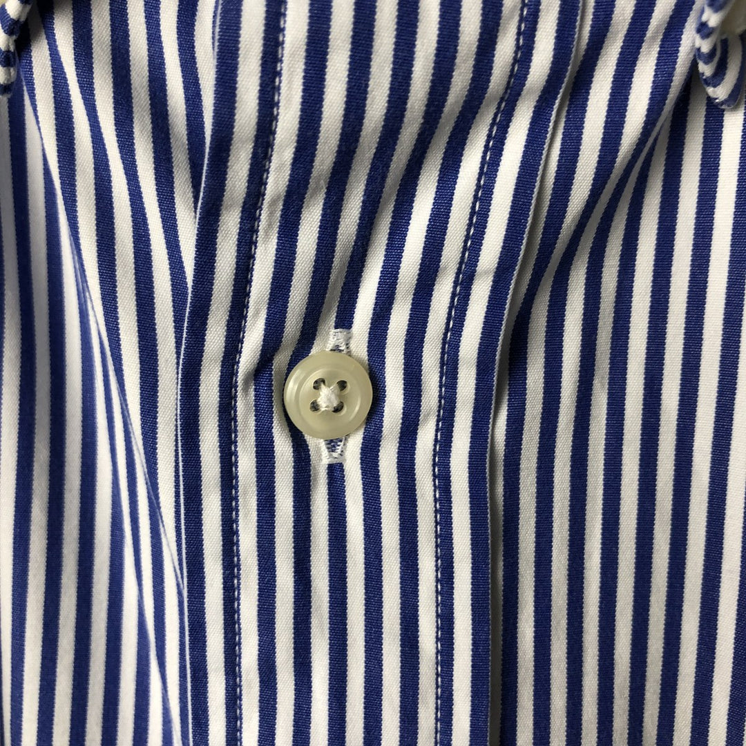 Ralph Lauren Classic Fit Long Sleeve Button Down Striped Shirt, Men's M cotton Navy blue Vintage Second Hand