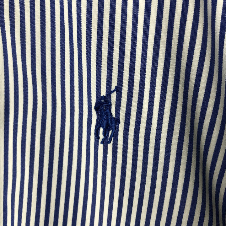 Ralph Lauren Classic Fit Long Sleeve Button Down Striped Shirt, Men's M cotton Navy blue Vintage Second Hand