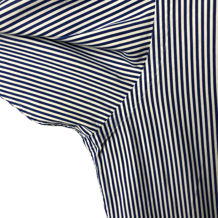 Ralph Lauren Classic Fit Long Sleeve Button Down Striped Shirt, Men's M cotton Navy blue Vintage Second Hand