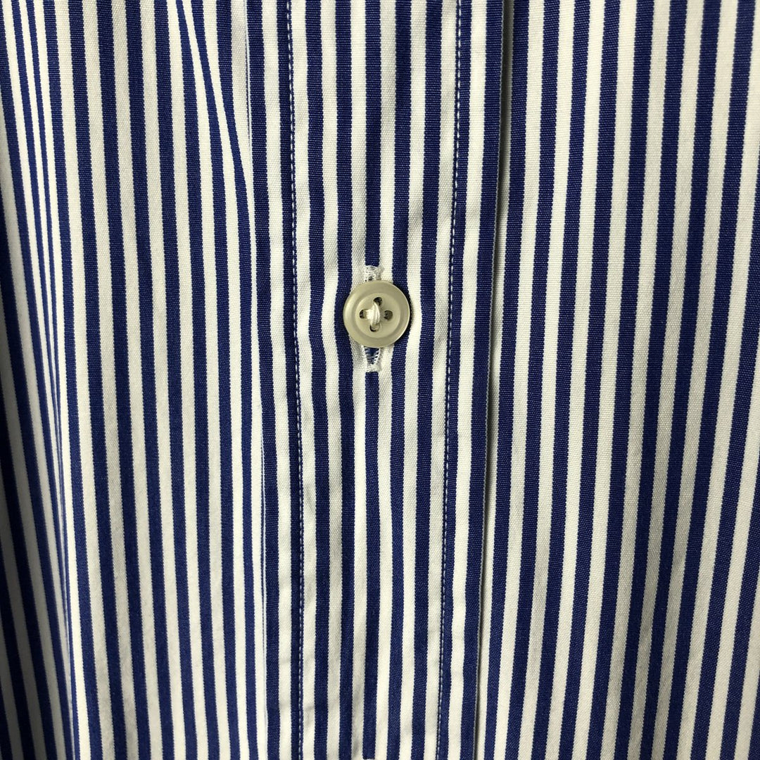 Ralph Lauren Classic Fit Long Sleeve Button Down Striped Shirt, Men's M cotton Navy blue Vintage Second Hand