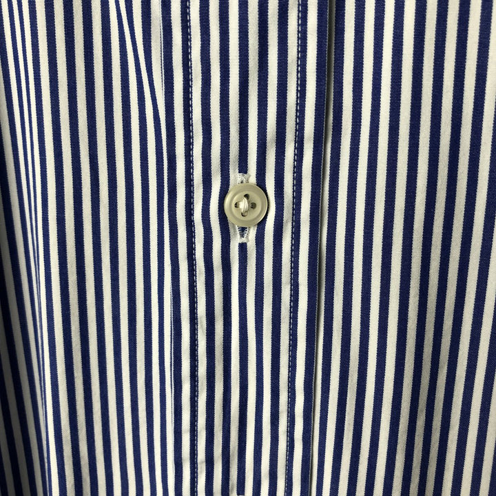 Ralph Lauren Classic Fit Long Sleeve Button Down Striped Shirt, Men's M cotton Navy blue Vintage Second Hand