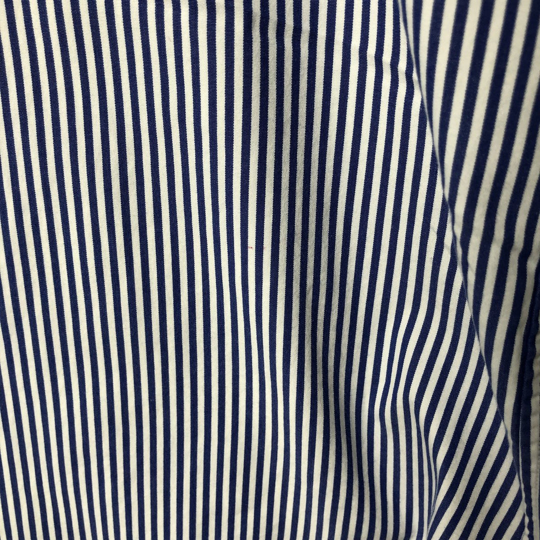 Ralph Lauren Classic Fit Long Sleeve Button Down Striped Shirt, Men's M cotton Navy blue Vintage Second Hand