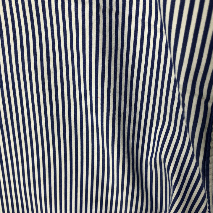 Ralph Lauren Classic Fit Long Sleeve Button Down Striped Shirt, Men's M cotton Navy blue Vintage Second Hand
