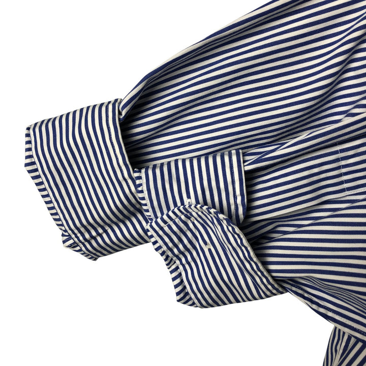 Ralph Lauren Classic Fit Long Sleeve Button Down Striped Shirt, Men's M cotton Navy blue Vintage Second Hand