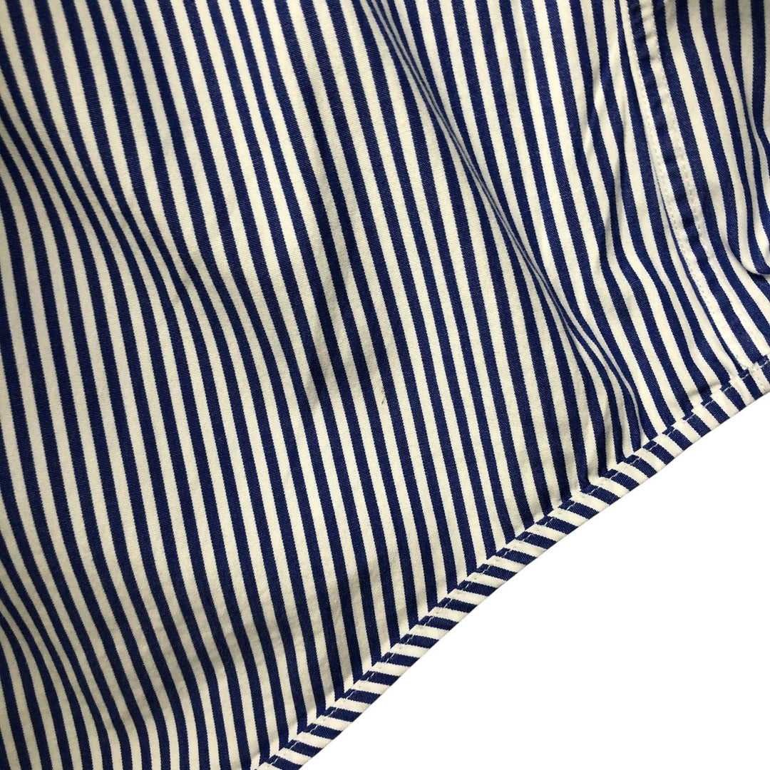 Ralph Lauren Classic Fit Long Sleeve Button Down Striped Shirt, Men's M cotton Navy blue Vintage Second Hand