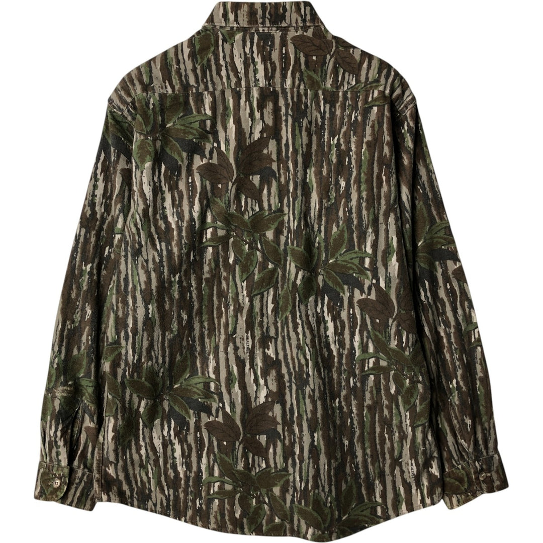 Walls Realtree Camo Camouflage Pattern Long Sleeve Flannel Shirt, Made in USA, Men's Size L cotton Green type dark green Vintage Second Hand