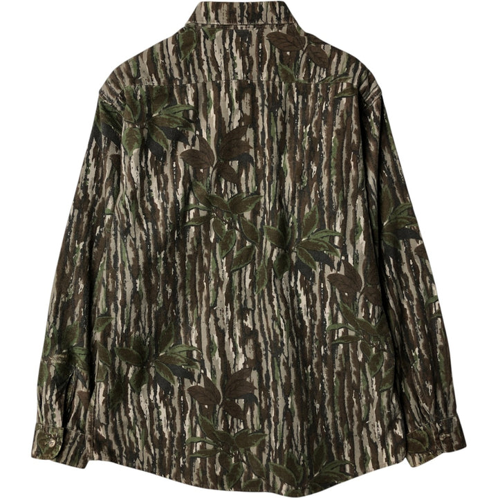 Walls Realtree Camo Camouflage Pattern Long Sleeve Flannel Shirt, Made in USA, Men's Size L cotton Green type dark green Vintage Second Hand