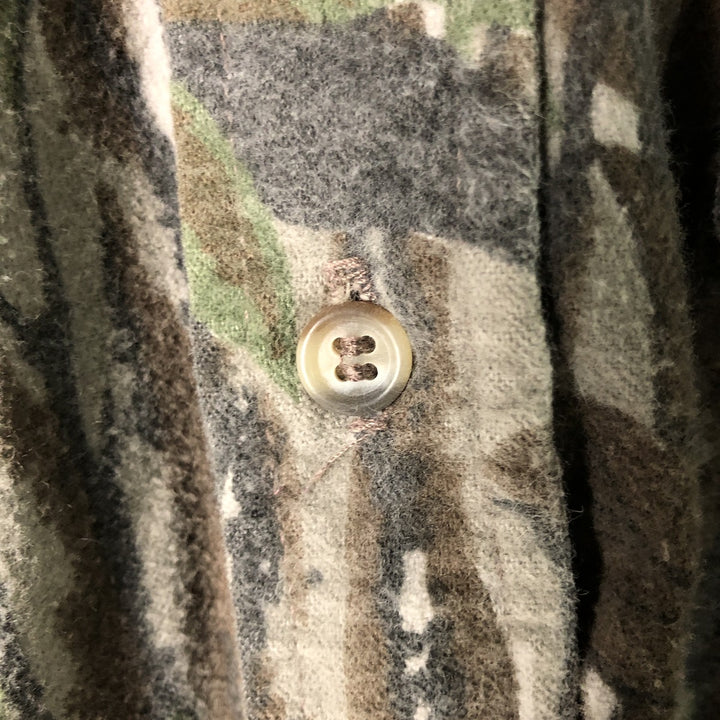 Walls Realtree Camo Camouflage Pattern Long Sleeve Flannel Shirt, Made in USA, Men's Size L cotton Green type dark green Vintage Second Hand