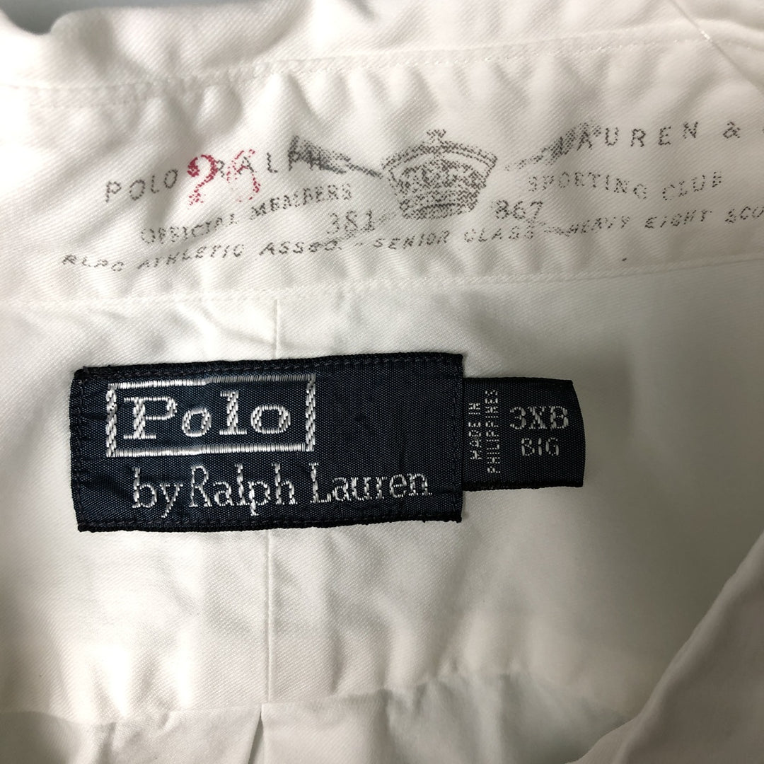 Oversized Ralph Lauren POLO by Ralph Lauren short-sleeved cotton shirt, men's size XXXL cotton white type Vintage Second Hand