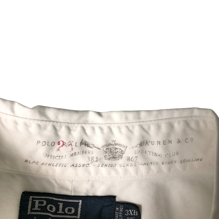 Oversized Ralph Lauren POLO by Ralph Lauren short-sleeved cotton shirt, men's size XXXL cotton white type Vintage Second Hand