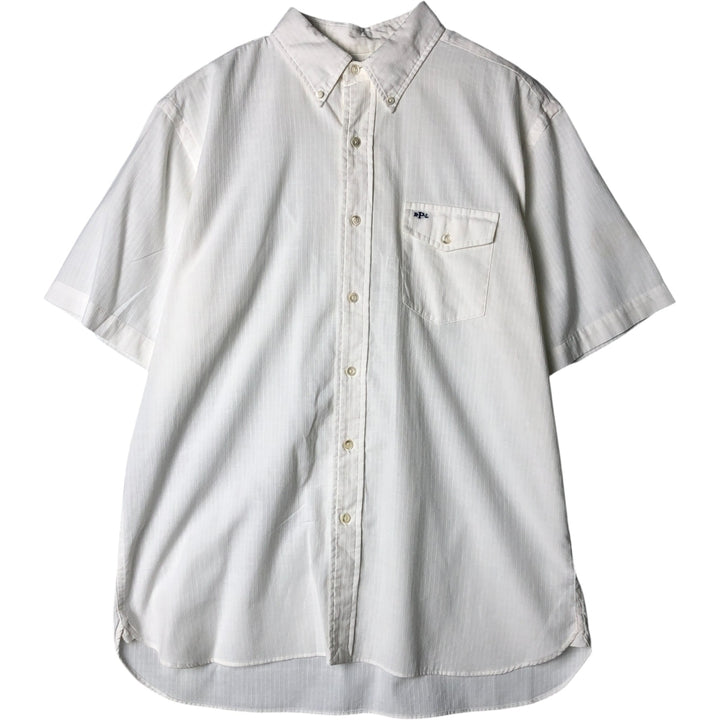 Ralph Lauren short sleeve button down shirt, men's size L cotton white type Vintage Second Hand