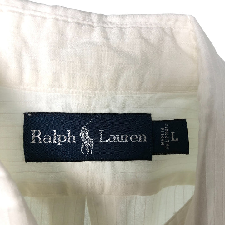 Ralph Lauren short sleeve button down shirt, men's size L cotton white type Vintage Second Hand