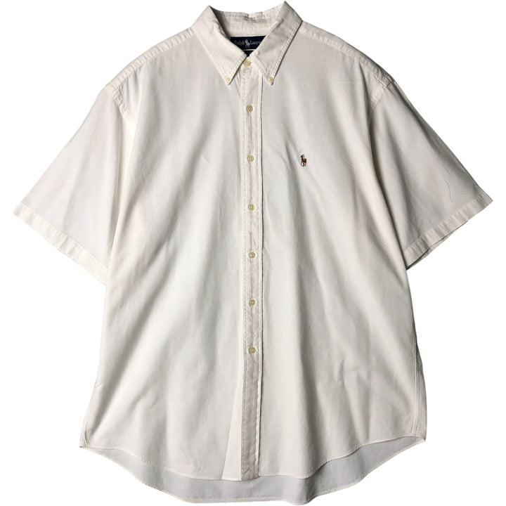 Ralph Lauren BLAIRE short sleeve button down shirt, men's XL size cotton white type Vintage Second Hand