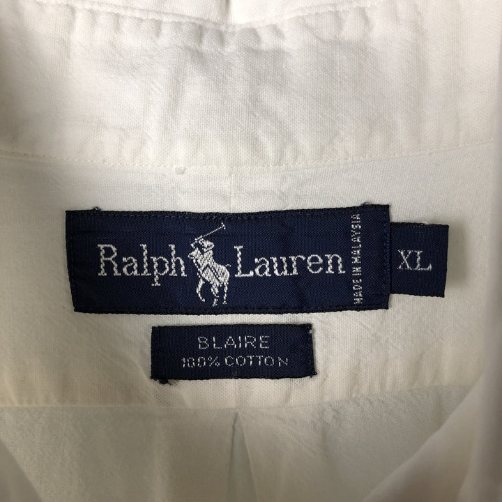 Ralph Lauren BLAIRE short sleeve button down shirt, men's XL size cotton white type Vintage Second Hand