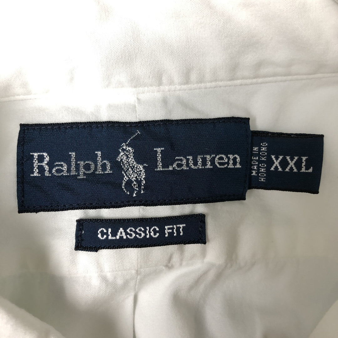 Ralph Lauren Classic Fit short sleeve button down shirt, men's size XXL cotton white type Vintage Second Hand