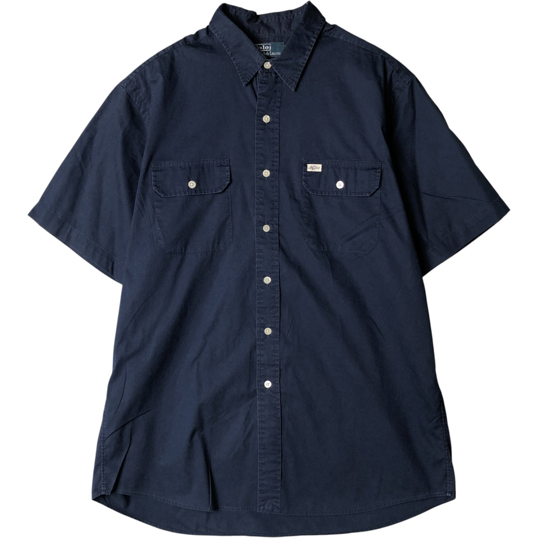 Ralph Lauren POLO by Ralph Lauren short-sleeved shirt, men's size L cotton navy blue type Vintage Second Hand