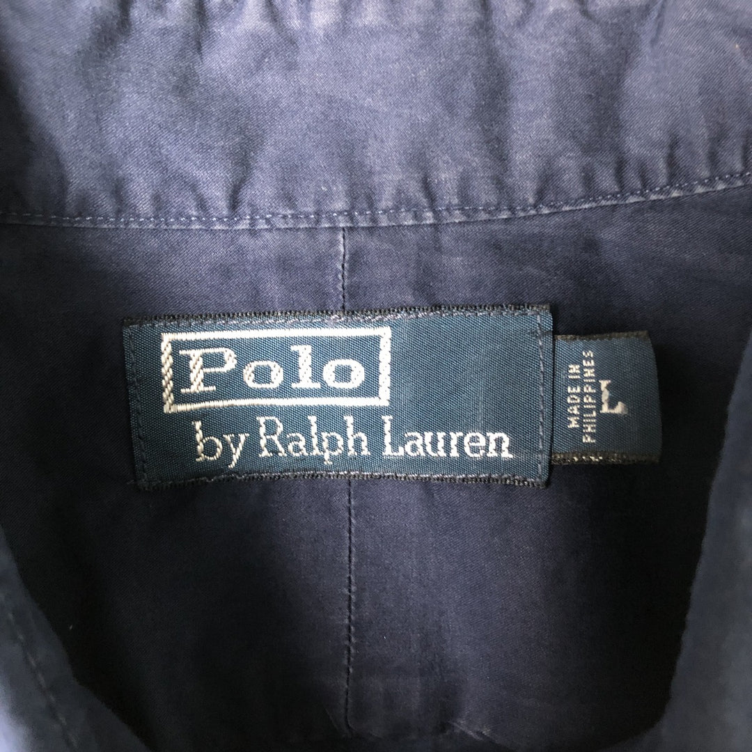 Ralph Lauren POLO by Ralph Lauren short-sleeved shirt, men's size L cotton navy blue type Vintage Second Hand