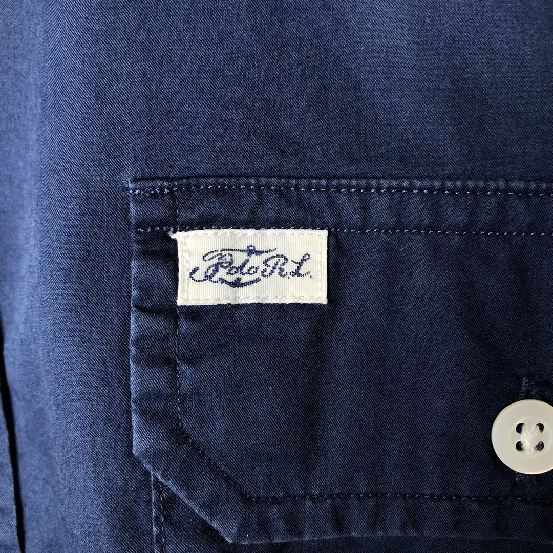 Ralph Lauren POLO by Ralph Lauren short-sleeved shirt, men's size L cotton navy blue type Vintage Second Hand