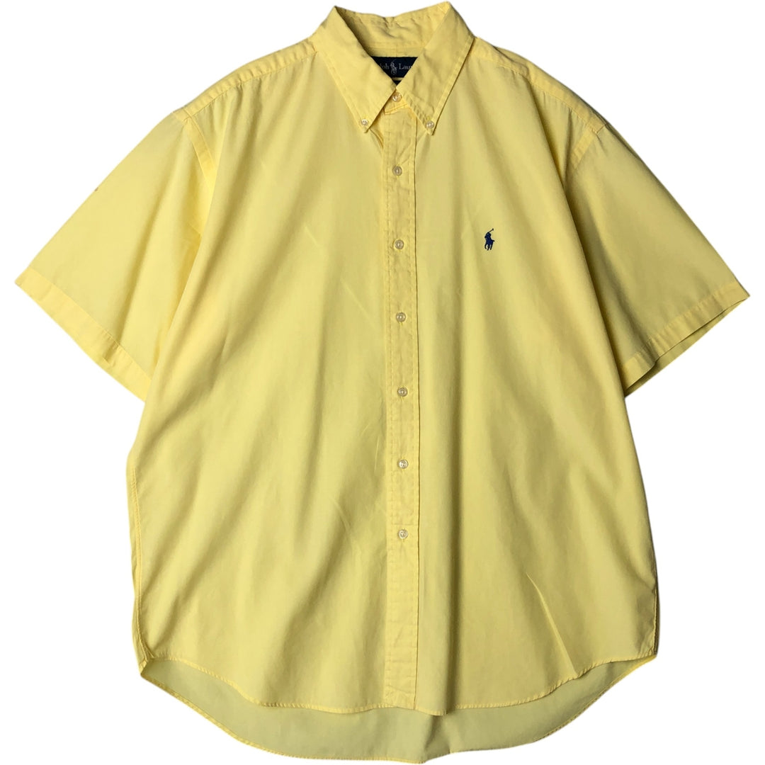 Ralph Lauren BLAKE short sleeve button down shirt, men's size L cotton yellow type Vintage Second Hand