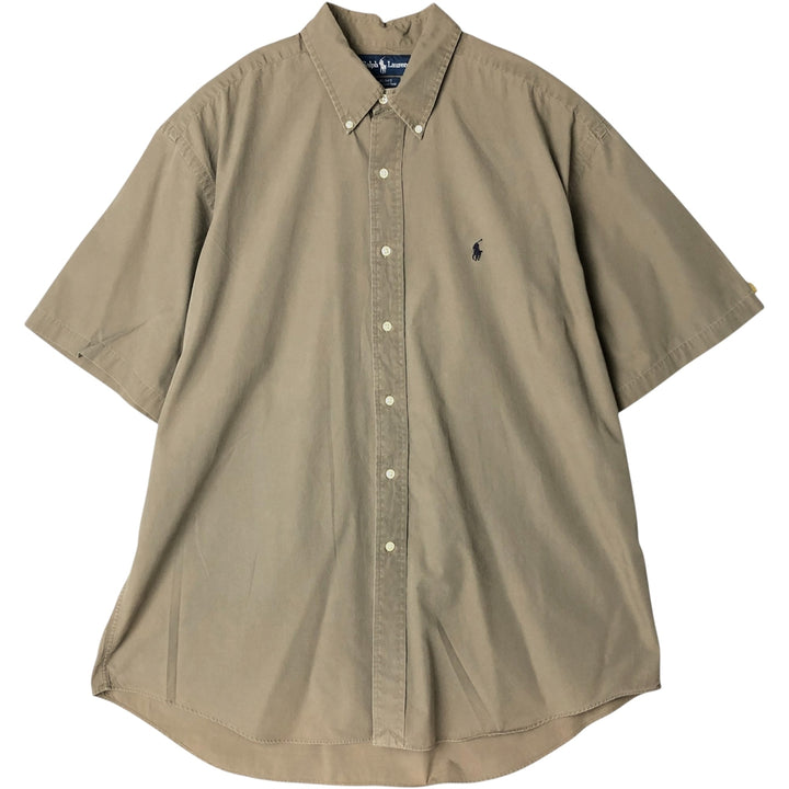 Ralph Lauren BLAKE short sleeve button down shirt, men's XL size cotton Khaki type Vintage Second Hand