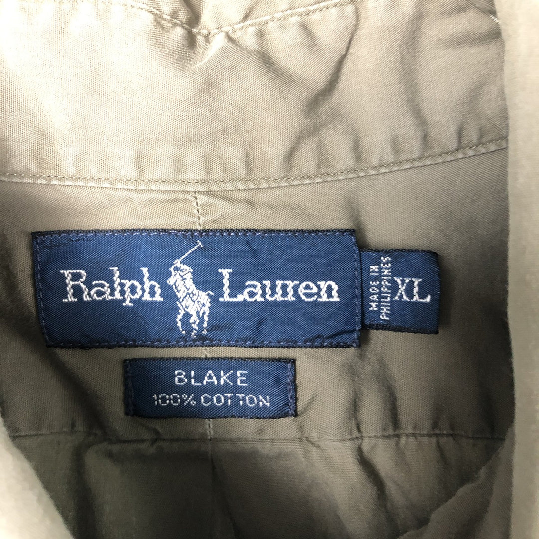 Ralph Lauren BLAKE short sleeve button down shirt, men's XL size cotton Khaki type Vintage Second Hand