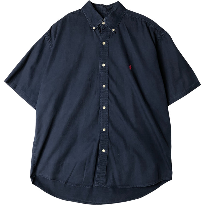 Ralph Lauren BLAKE short sleeve button down shirt, men's XL size cotton navy blue type Vintage Second Hand