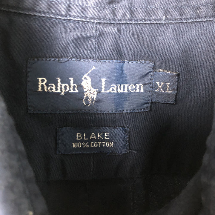 Ralph Lauren BLAKE short sleeve button down shirt, men's XL size cotton navy blue type Vintage Second Hand