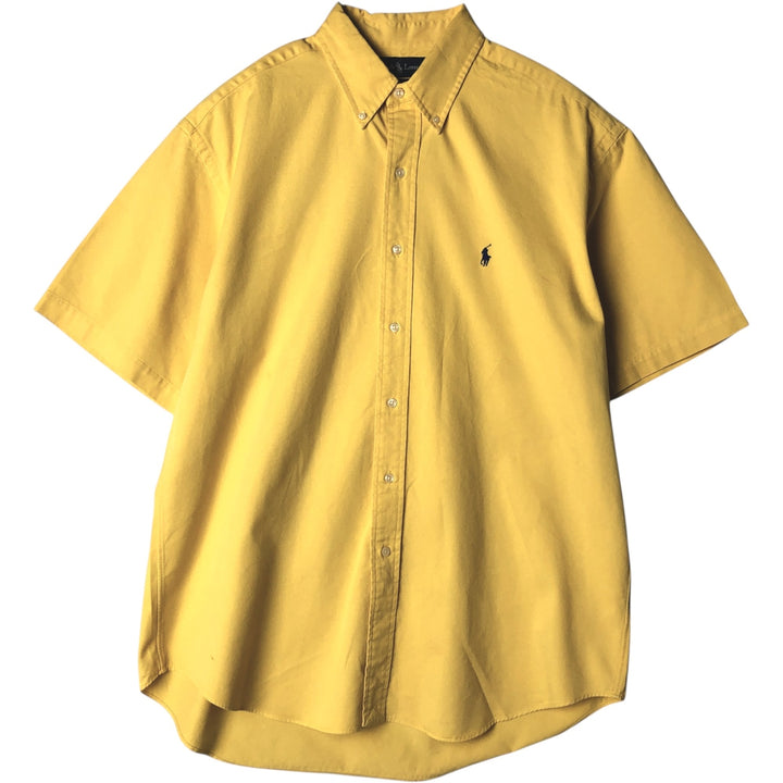 Ralph Lauren BLAKE short sleeve button down shirt, men's size L cotton yellow type Vintage Second Hand