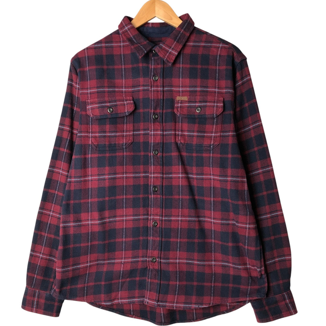 ORVIS Long Sleeve Heavy Flannel Check Shirt, Men's Size L cotton red type Vintage Second Hand