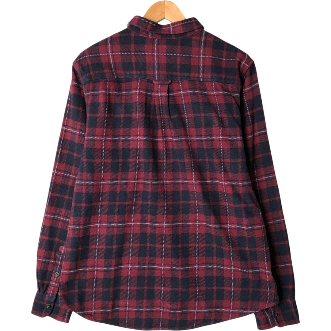 ORVIS Long Sleeve Heavy Flannel Check Shirt, Men's Size L cotton red type Vintage Second Hand