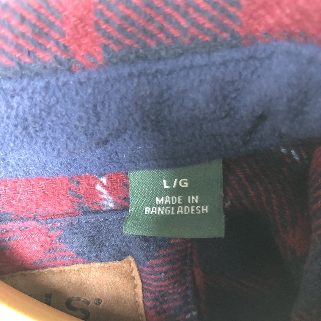 ORVIS Long Sleeve Heavy Flannel Check Shirt, Men's Size L cotton red type Vintage Second Hand