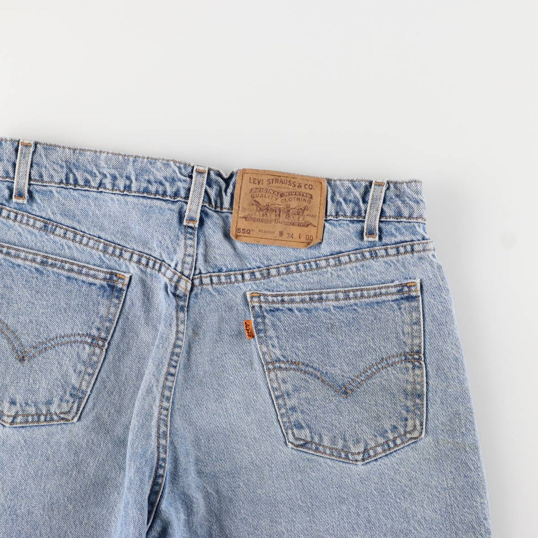 90'S Levi's 550 Relaxed Fit Orange Tab Denim Shorts, Half Pants, Jorts, Men's, W33, Vintage cotton blue type Vintage Second Hand