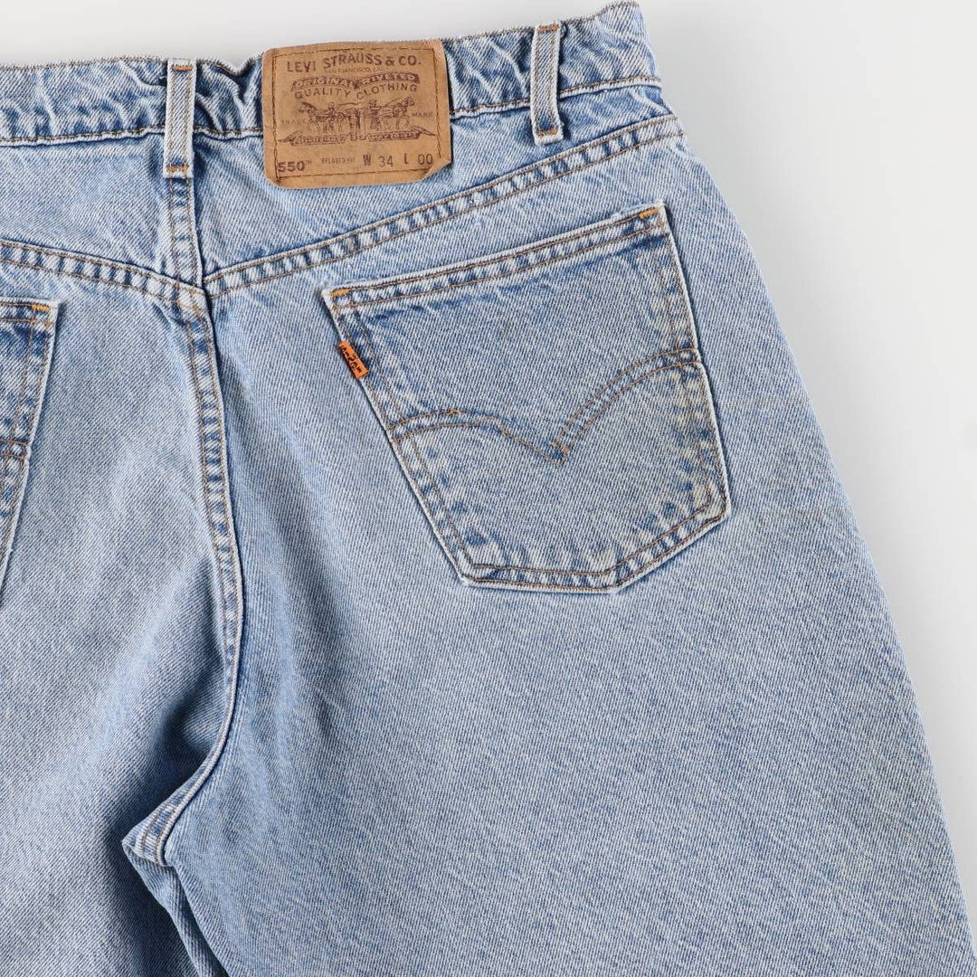 90'S Levi's 550 Relaxed Fit Orange Tab Denim Shorts, Half Pants, Jorts, Men's, W33, Vintage cotton blue type Vintage Second Hand