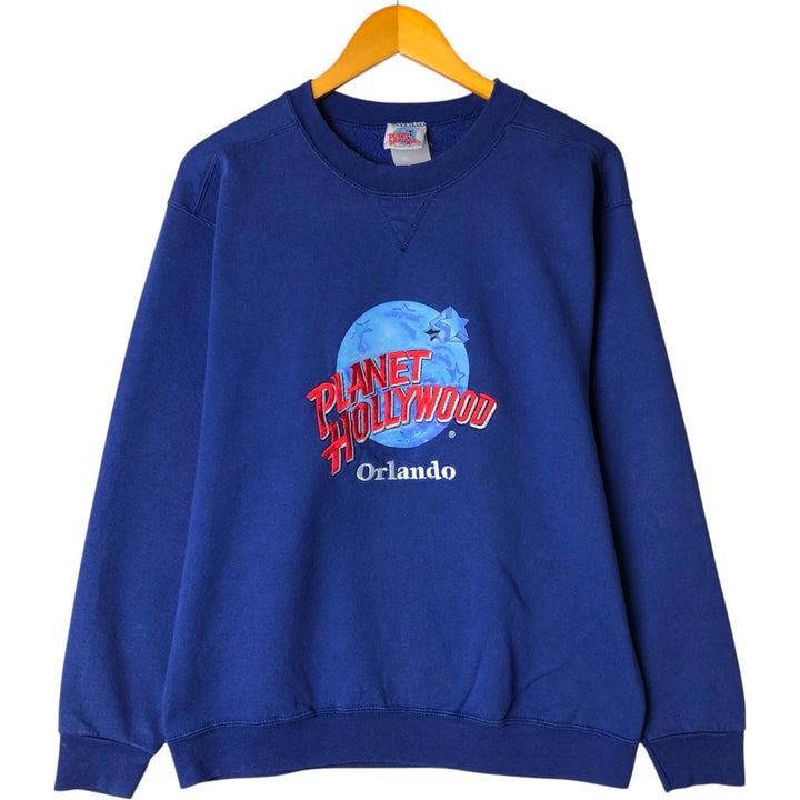 90'S Planet Hollywood Advertising Sweatshirt, Made in USA, Men's L, Vintage unclear blue type Vintage Second Hand