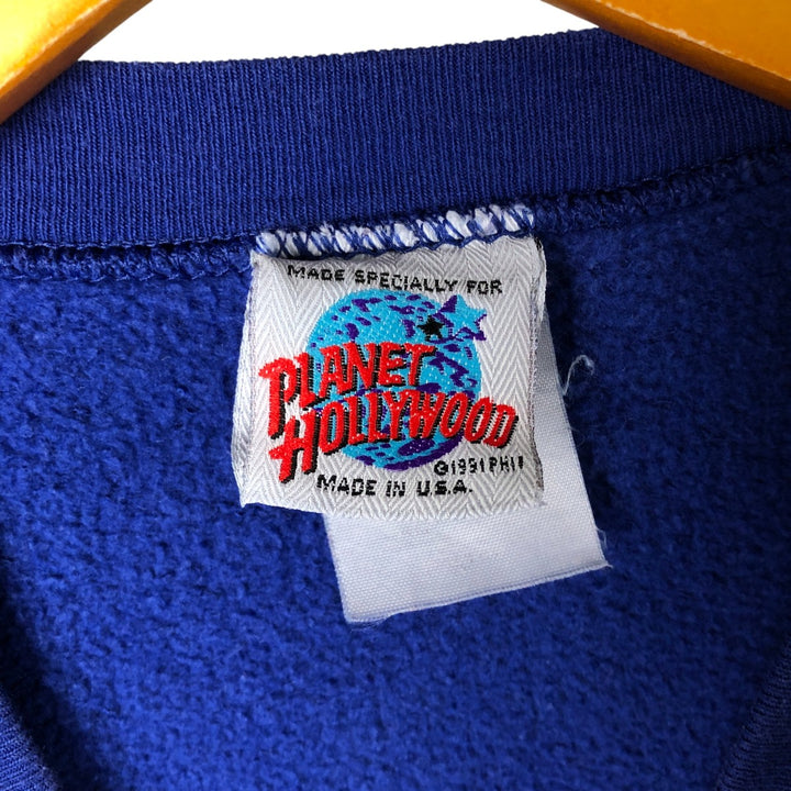 90'S Planet Hollywood Advertising Sweatshirt, Made in USA, Men's L, Vintage unclear blue type Vintage Second Hand