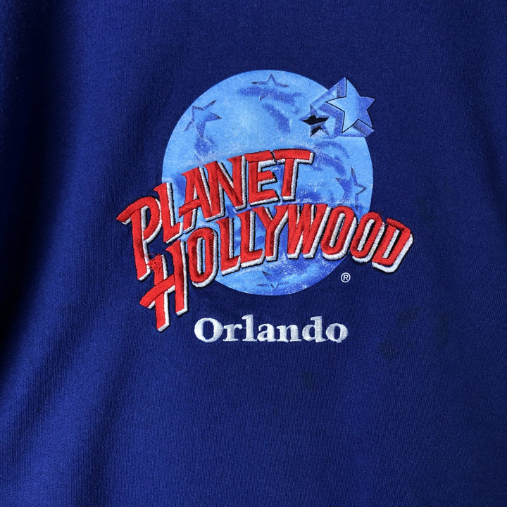 90'S Planet Hollywood Advertising Sweatshirt, Made in USA, Men's L, Vintage unclear blue type Vintage Second Hand