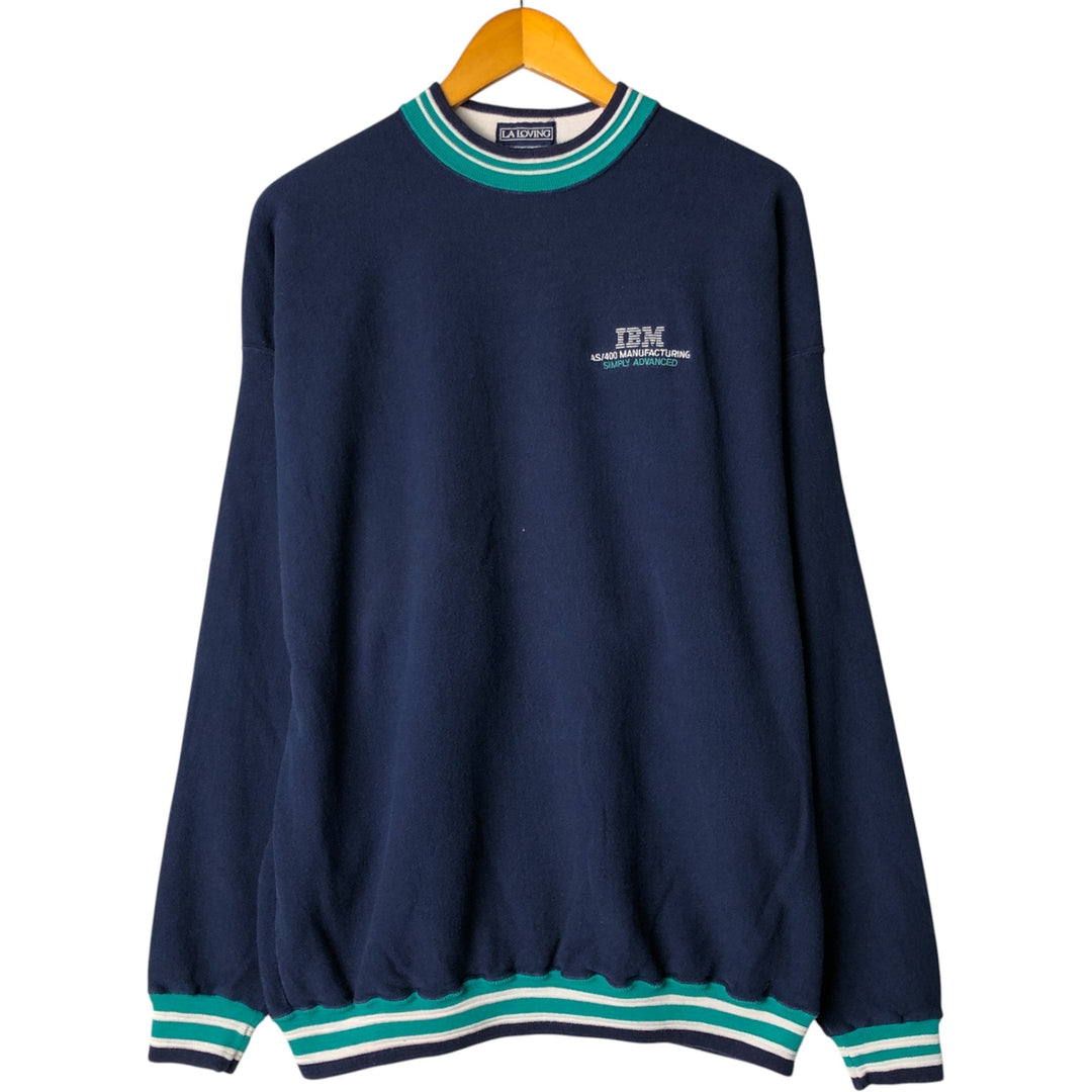 LA LOVING IBM Advertising Sweatshirt, Made in USA, Men's XXL polyester navy blue type Vintage Second Hand