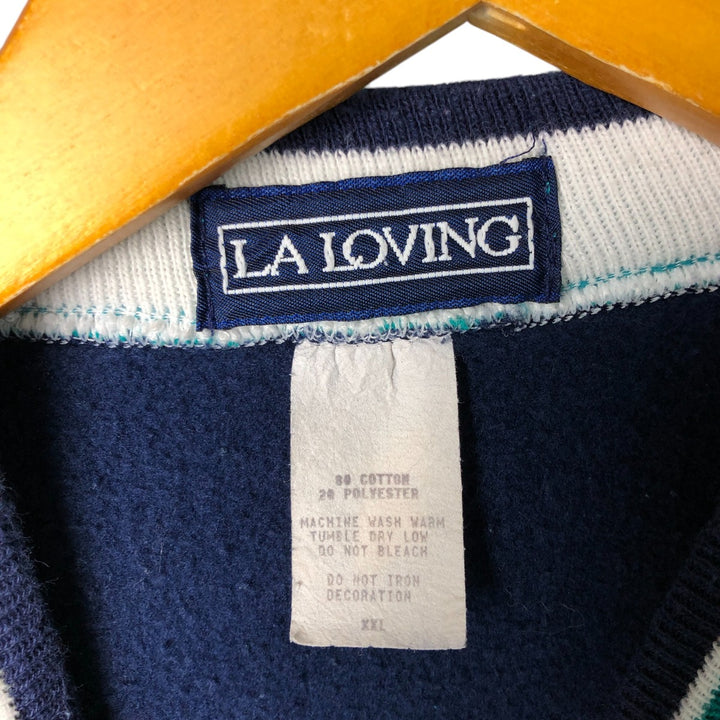 LA LOVING IBM Advertising Sweatshirt, Made in USA, Men's XXL polyester navy blue type Vintage Second Hand