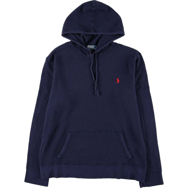 Ralph Lauren POLO by Ralph Lauren Hooded Thermal T-Shirt, Waffle, Men's XXL cotton navy blue type Vintage Second Hand