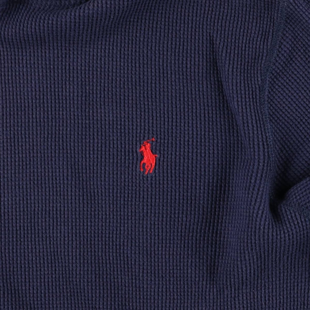 Ralph Lauren POLO by Ralph Lauren Hooded Thermal T-Shirt, Waffle, Men's XXL cotton navy blue type Vintage Second Hand
